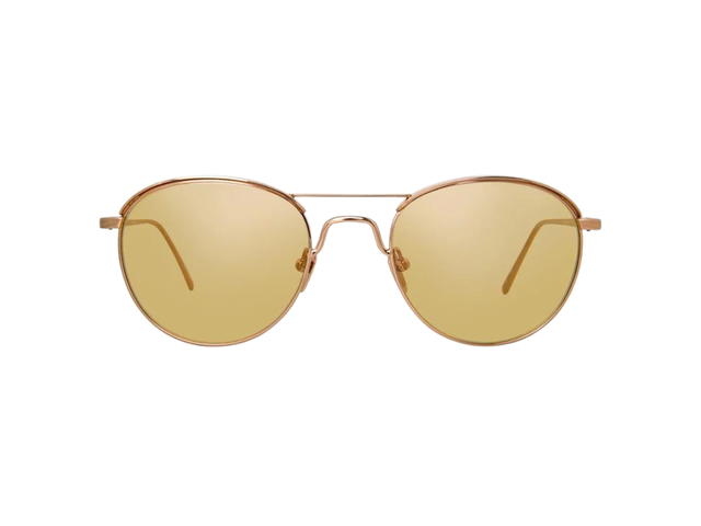 Linda Farrow Linda Farrow 623 C7 Oval Sunglasses In Rose Gold Titanium Frame With Nylon Peach Lenses - view 1