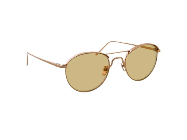 Linda Farrow Linda Farrow 623 C7 Oval Sunglasses In Rose Gold Titanium Frame With Nylon Peach Lenses - view 2