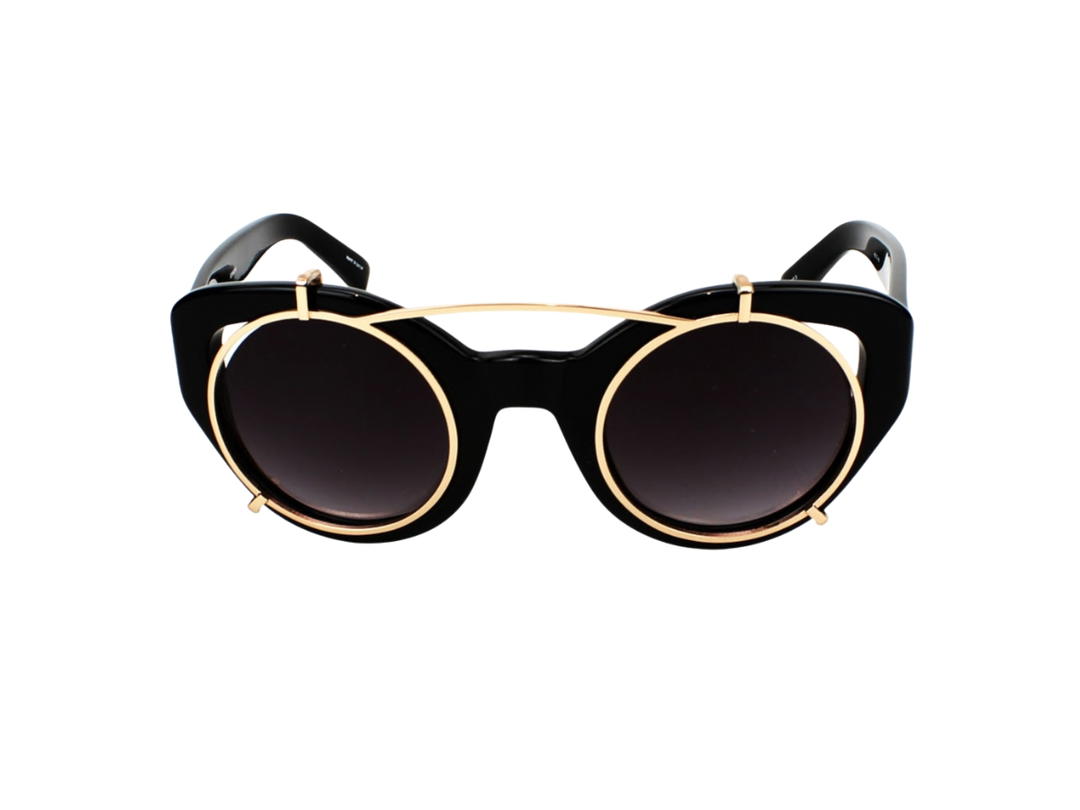 Linda Farrow Linda Farrow Erdem 5 C4 Sunglasses In Black Acetate Frame-gold With Grey Lenses