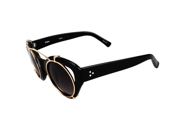 Linda Farrow Linda Farrow Erdem 5 C4 Sunglasses In Black Acetate Frame-gold With Grey Lenses - view 3