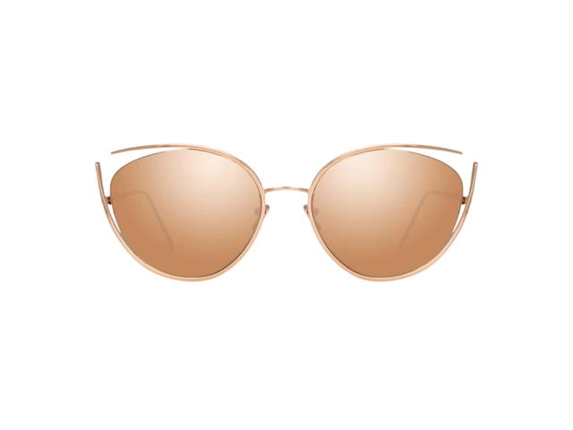 Linda Farrow Linda Farrow Fontaine C3 Cat Eye Sunglasses In Rose Gold Titanium Frame With Rose Gold Lenses - view 1