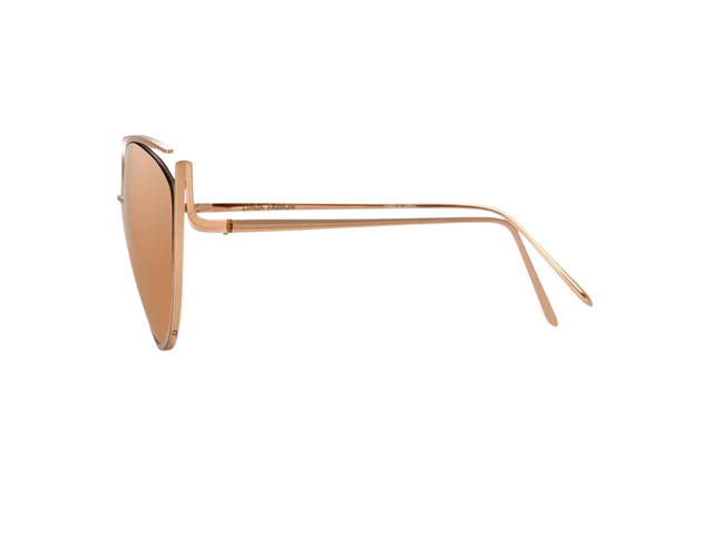 Linda Farrow Linda Farrow Fontaine C3 Cat Eye Sunglasses In Rose Gold Titanium Frame With Rose Gold Lenses - view 3