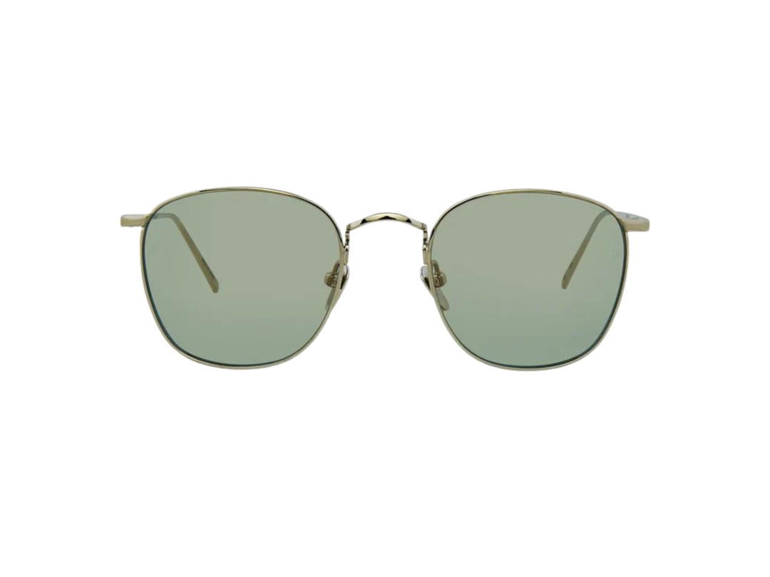 Linda Farrow Linda Farrow Simon C10 Square Sunglasses In White Gold Titanium Frame With Light Blue Lenses