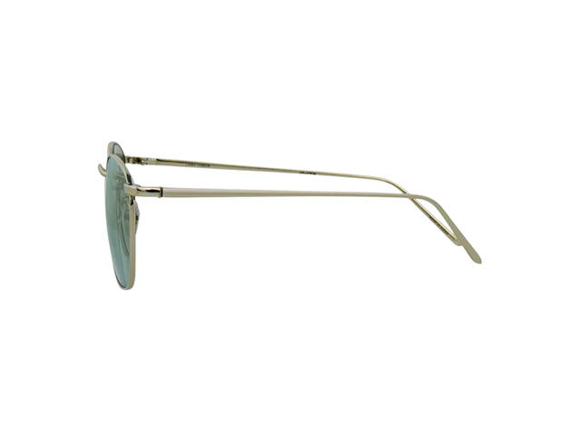 Linda Farrow Linda Farrow Simon C10 Square Sunglasses In White Gold Titanium Frame With Light Blue Lenses - view 3