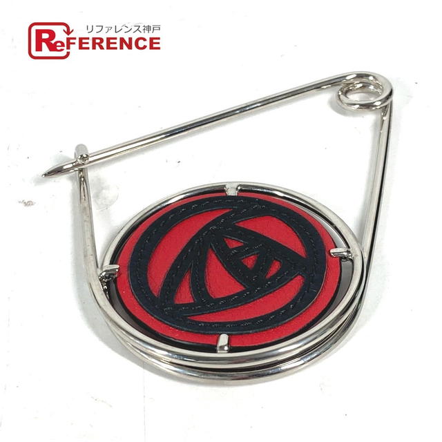 Loewe LOEWE 111.19.043 17A Rose Mechanopin Rose Brooch Metal / Leather Silver/Red - view 1