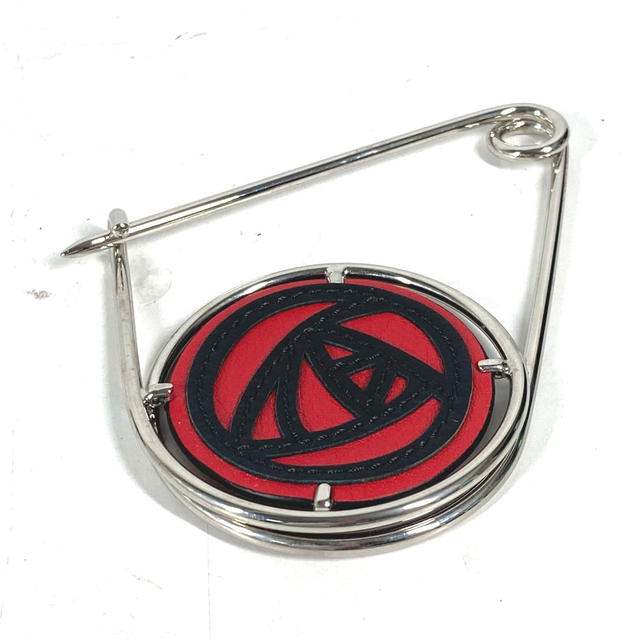 Loewe LOEWE 111.19.043 17A Rose Mechanopin Rose Brooch Metal / Leather Silver/Red - view 2