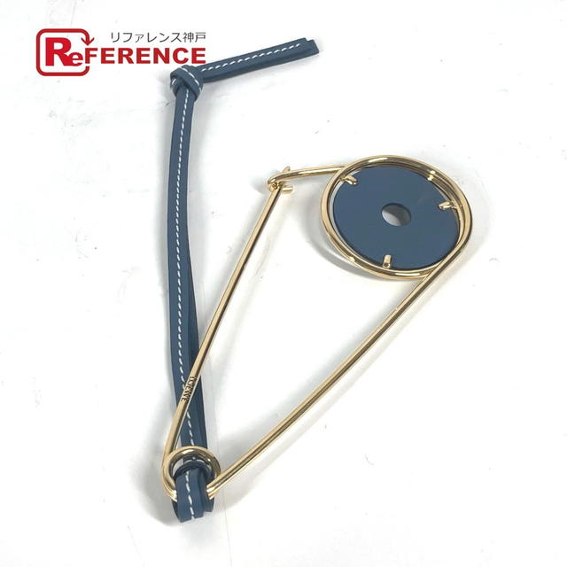 Loewe LOEWE Accessories Brooch Metal / Leather Gold/blue Unused - view 1