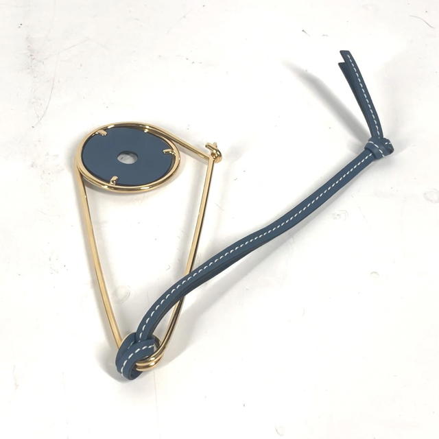 Loewe LOEWE Accessories Brooch Metal / Leather Gold/blue Unused - view 3