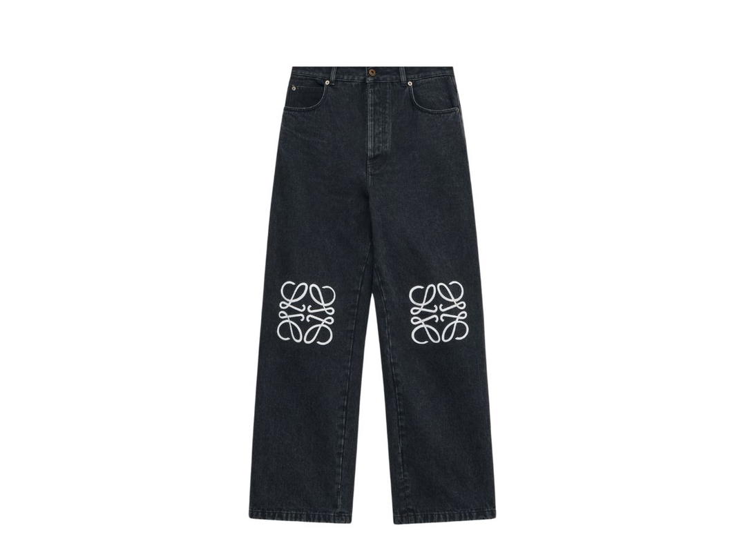 Loewe Loewe Anagram Baggy Jeans In Denim Black