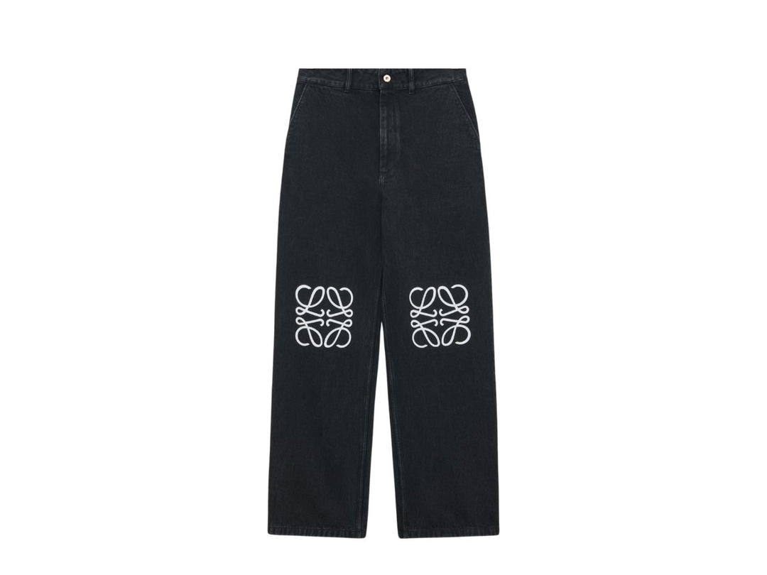 Loewe Loewe Anagram Baggy Jeans In Denim Black (W)