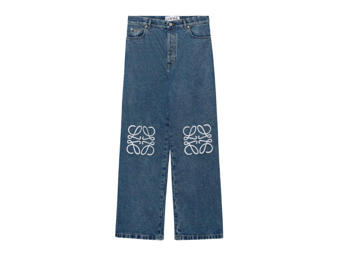 Loewe Loewe Anagram Baggy Jeans In Denim Mid Blue Denim