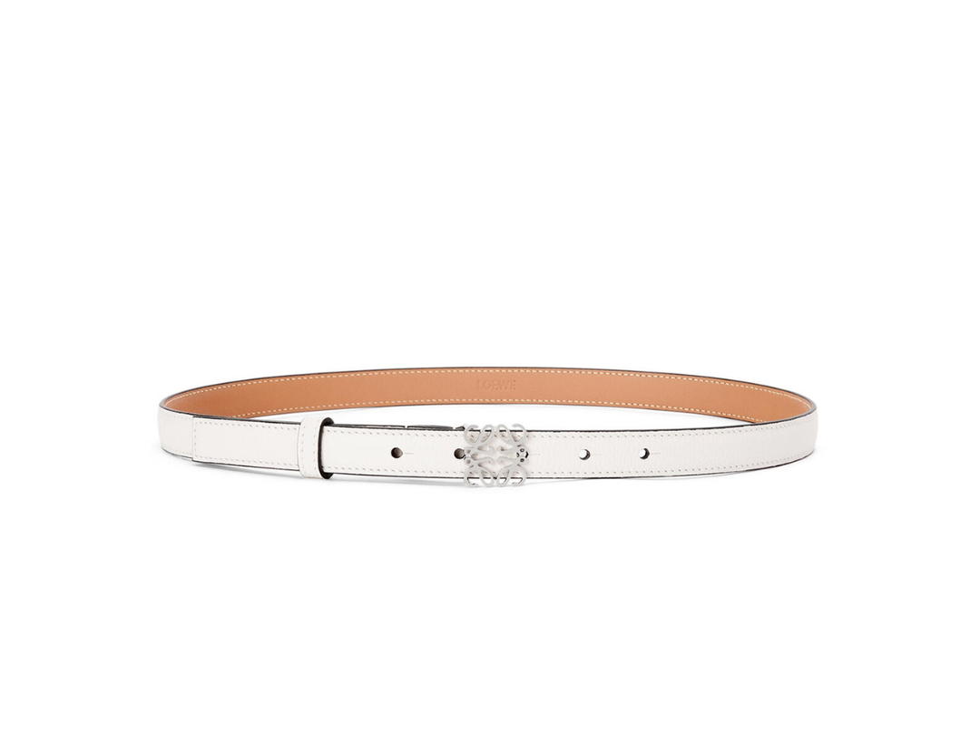 Loewe Loewe Anagram Belt In Pebble Grain Calfskin Soft White Silver
