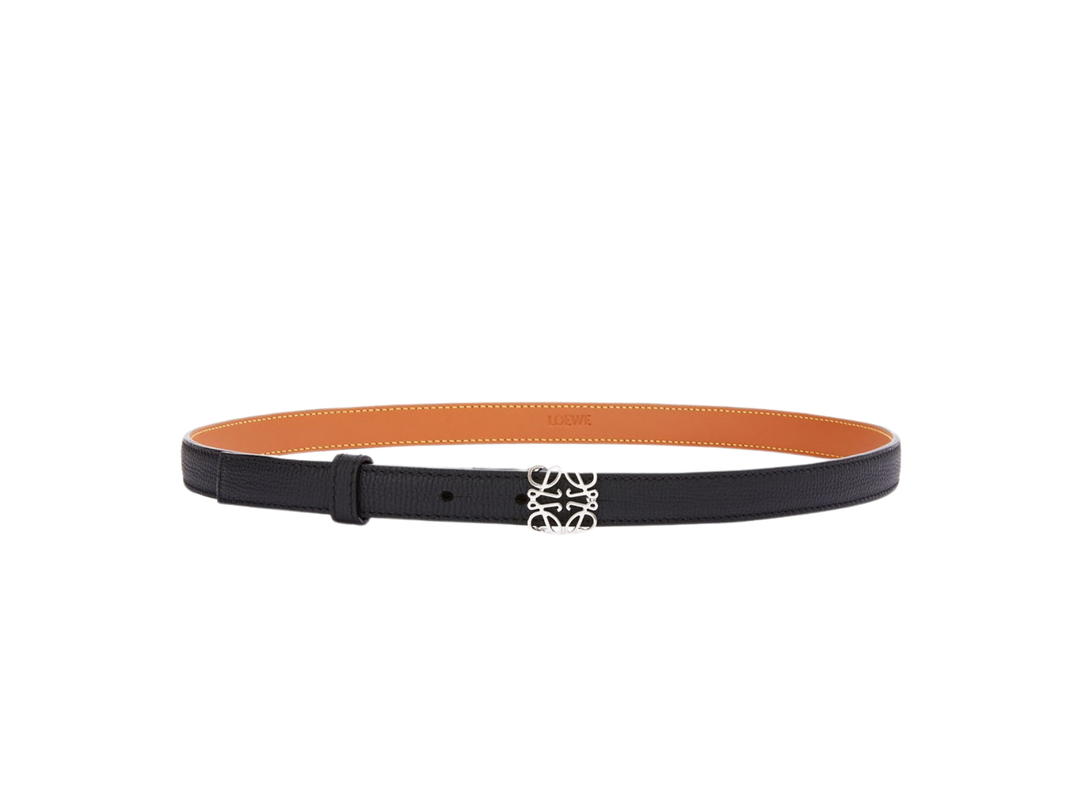 Loewe Loewe Anagram Belt In Pebble Grain Calfskin With Black Palladium