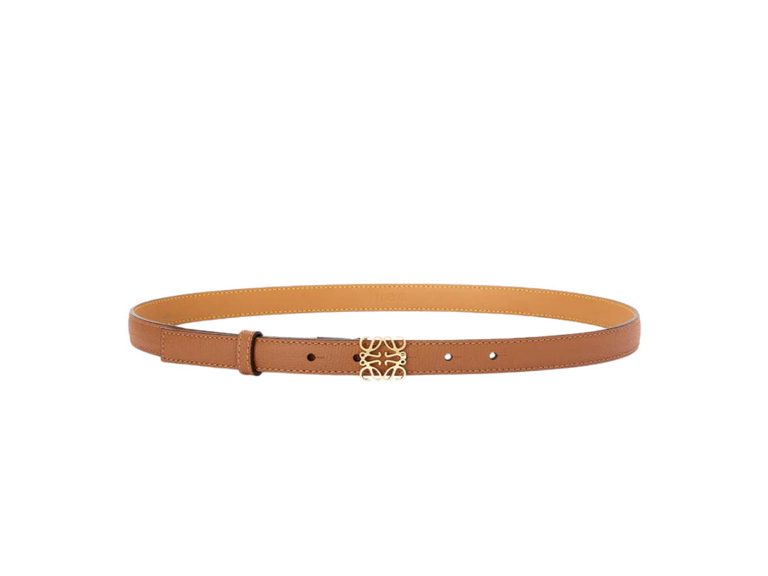 Loewe Loewe Anagram Belt In Pebble Grain Calfskin With Tan Gold