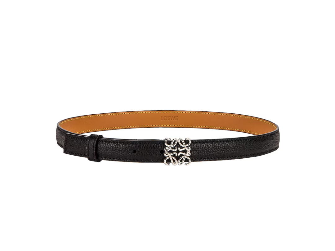 Loewe Loewe Anagram Belt In Soft Grained Calfskin Leather With Palladium Anagram Buckle Black Palladium