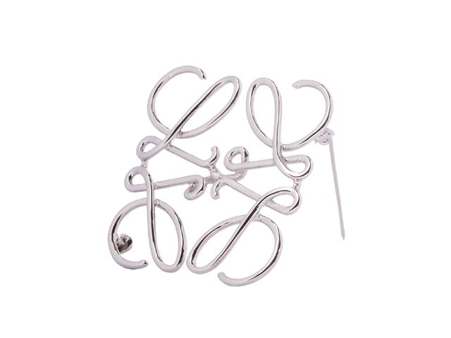 Loewe Loewe Anagram Brooch In Brass Palladium - view 2