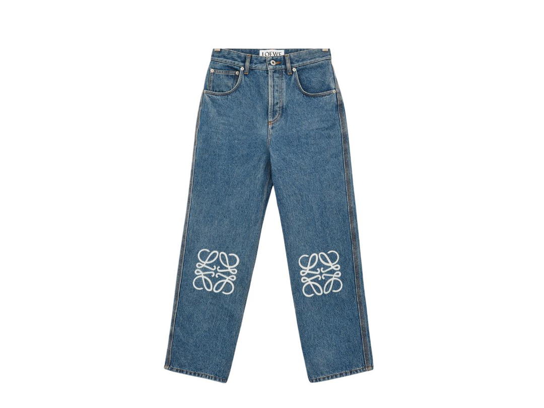 Loewe Loewe Anagram Cropped Jeans In Denim Mid Blue Denim