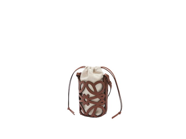 Loewe Loewe Anagram Cut-Out Pocket In Classic Calfskin And Canvas Tan Ecru - view 2