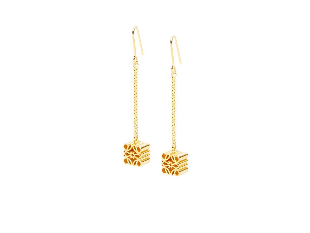 Loewe Loewe Anagram Drop Earrings In Sterling Gold