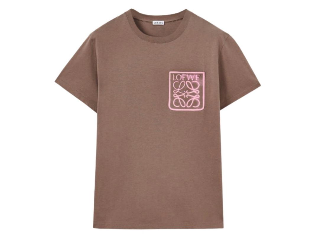 Loewe Loewe Anagram Fake Pocket Cotton T-Shirt Warm Grey