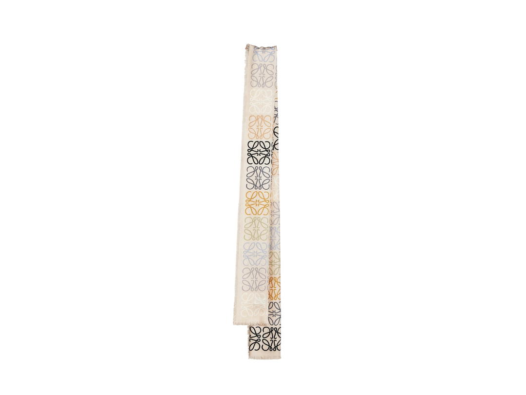 Loewe Loewe Anagram Lines Scarf In Wool Silk and Cashmere Multicolor Caramel