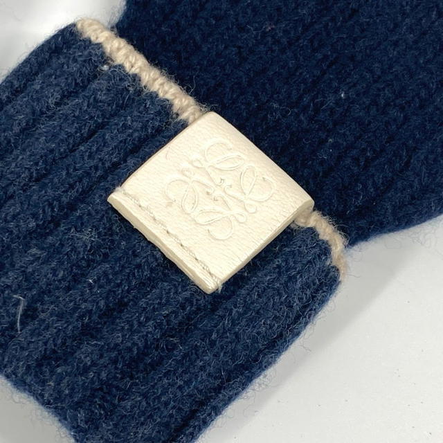 Loewe LOEWE Anagram logo Gloves Leather Tag Leather Tag gloves wool Navy - view 4