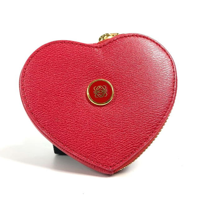 Loewe LOEWE Anagram logo heart Wallet Coin Compartment coin purse Leather Red - view 2