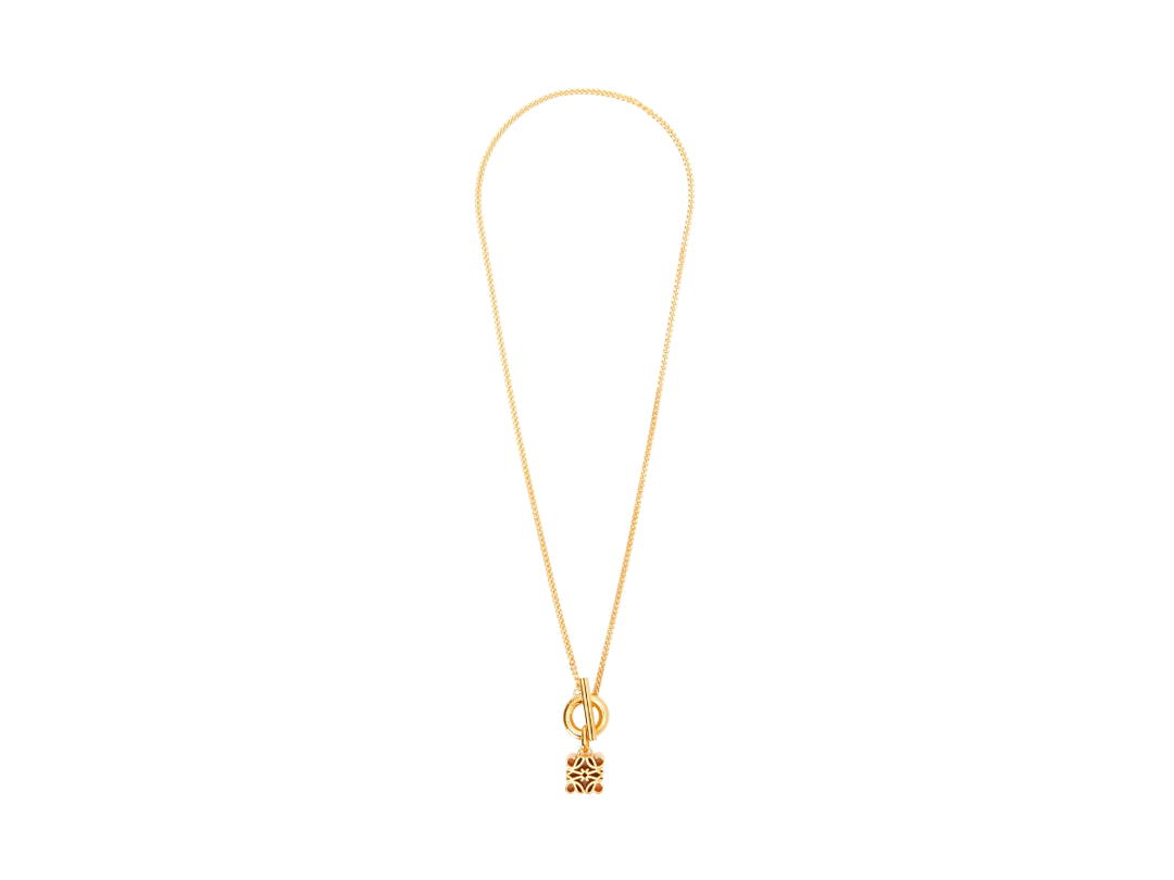Loewe Loewe Anagram Pendant In Sterling Silver With A 24kt Gold Finish