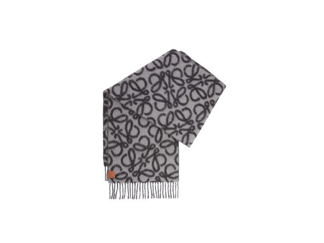Loewe Loewe Anagram Scarf In Alpaca And Wool Black-Grey - view 1