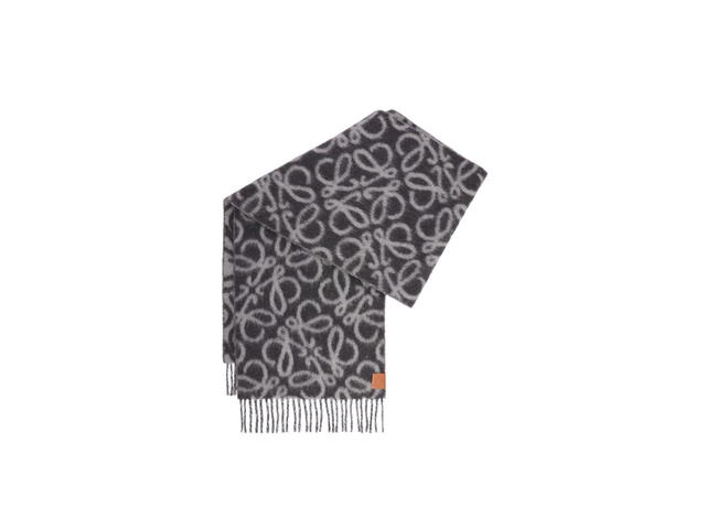 Loewe Loewe Anagram Scarf In Alpaca And Wool Black-Grey - view 2