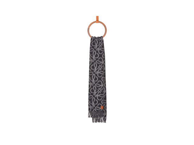 Loewe Loewe Anagram Scarf In Alpaca And Wool Black-Grey - view 3