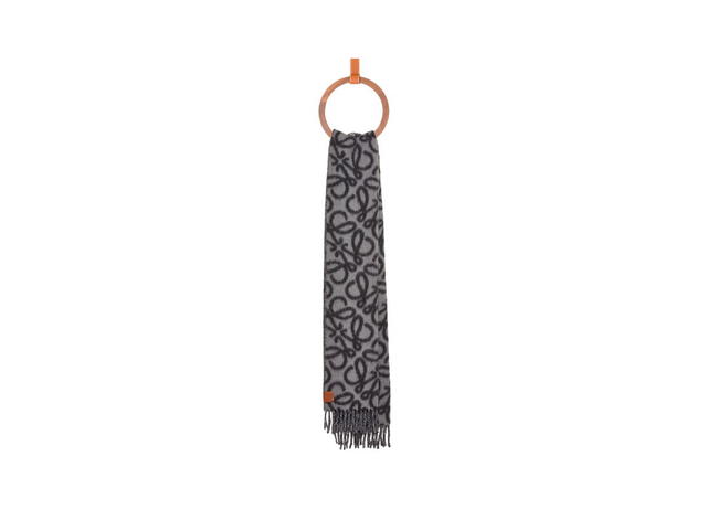Loewe Loewe Anagram Scarf In Alpaca And Wool Black-Grey - view 4