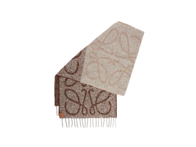 Loewe Loewe Anagram Scarf In Alpaca And Wool Brown Nut - view 2