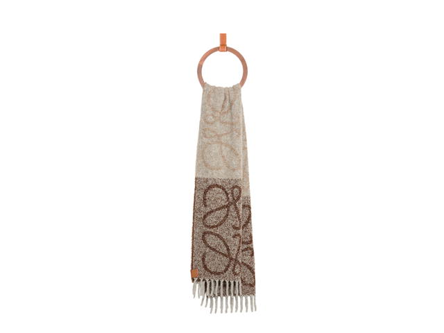 Loewe Loewe Anagram Scarf In Alpaca And Wool Brown Nut - view 4