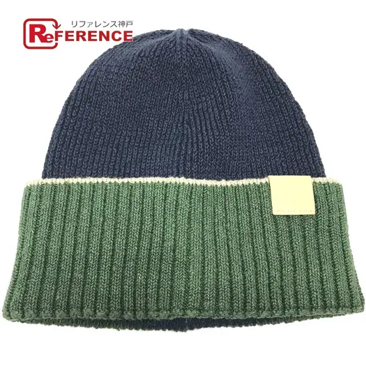 Buy LOEWE beanie hat knit hat knit cap Anagram logo  Knit hat Navy/Green Unused at Sasom – Authentic and Ready to Ship