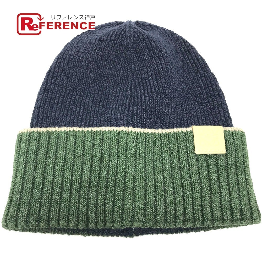 Loewe LOEWE beanie hat knit hat knit cap Anagram logo Knit hat Navy/Green Unused