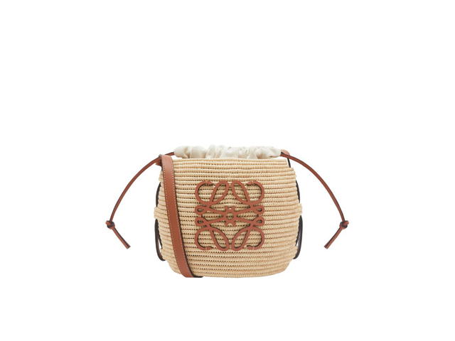 Loewe Loewe Beehive Basket Bag In Raffia And Calfskin Natural-Tan - view 1