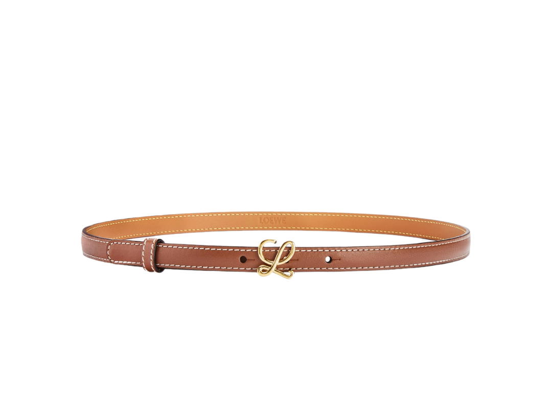 Loewe Loewe Belt 15MM In Smooth Calfskin With L Buckle Brass-Gold Hardware Tan