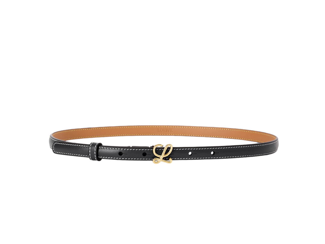 Loewe Loewe Belt 15MM In Smooth Calfskin With L Buckle Gold Hardware Black