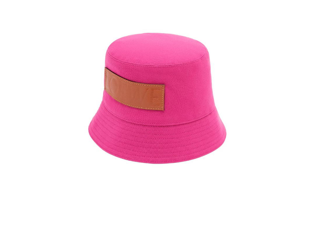 Loewe Loewe Bucket Hat In Canvas And Calfskin Magenta-Tan