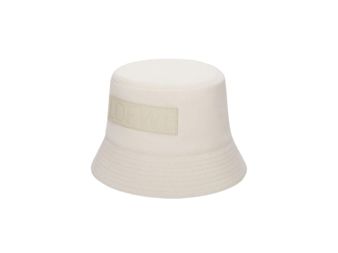 Loewe Loewe Bucket Hat In Canvas And Calfskin Soft White