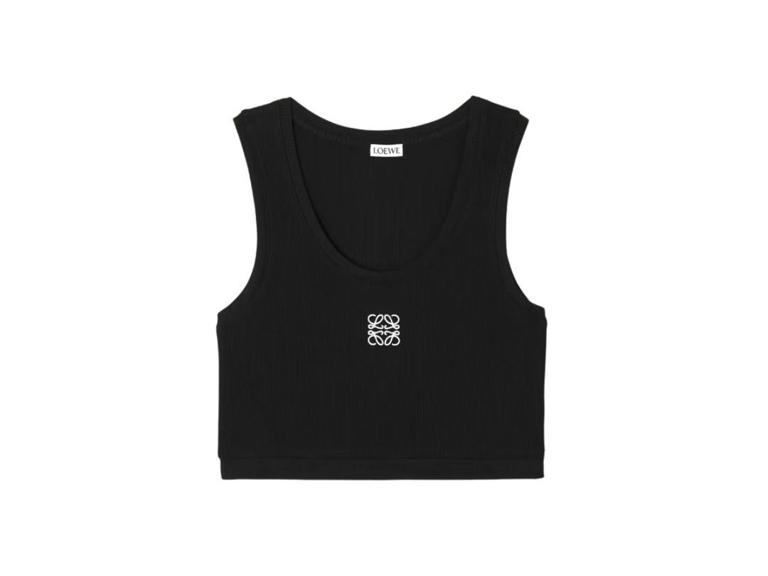 Loewe Loewe Cropped Anagram Tank Top In Cotton Black White