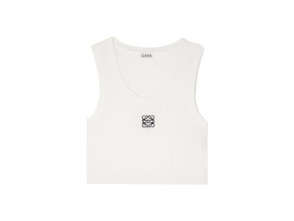 Loewe Loewe Cropped Anagram Tank Top In Cotton White Navy Blue