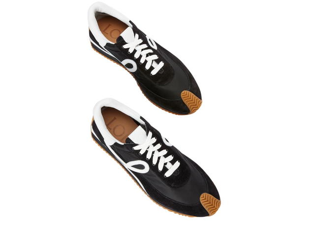 Loewe Loewe Flow Runner In Nylon And Suede Black-White (W) - view 3