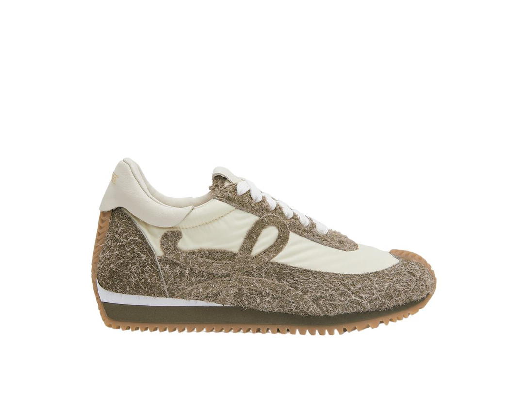 Loewe Loewe Flow Runner In Nylon And Suede Khaki Green-Canvas