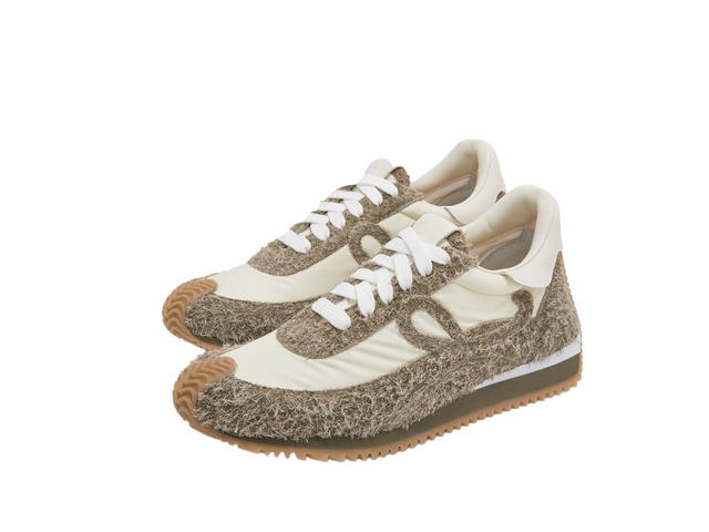 Loewe Loewe Flow Runner In Nylon And Suede Khaki Green-Canvas - view 2