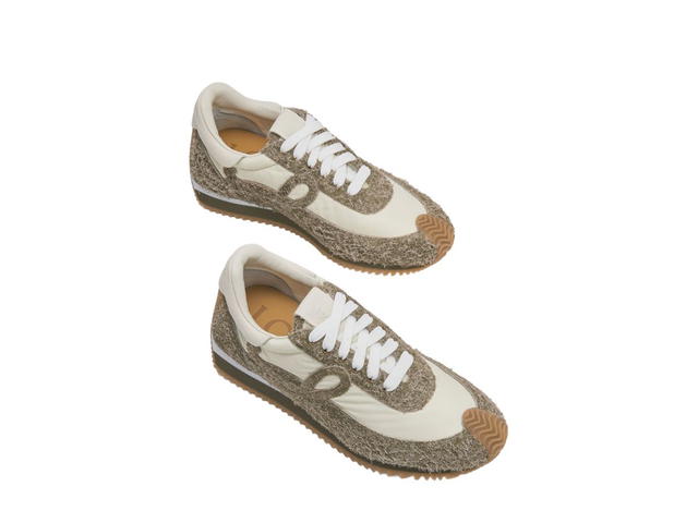 Loewe Loewe Flow Runner In Nylon And Suede Khaki Green-Canvas - view 3