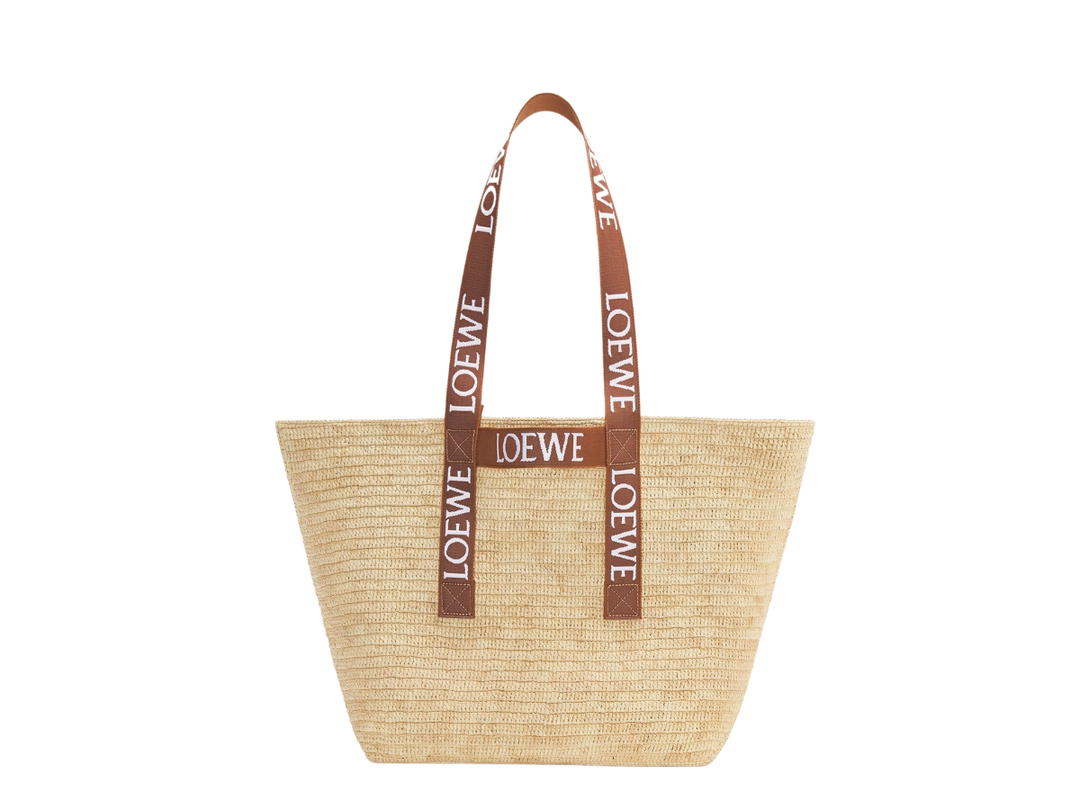 Loewe Loewe Fold Shopper In Raffia Natural Tan