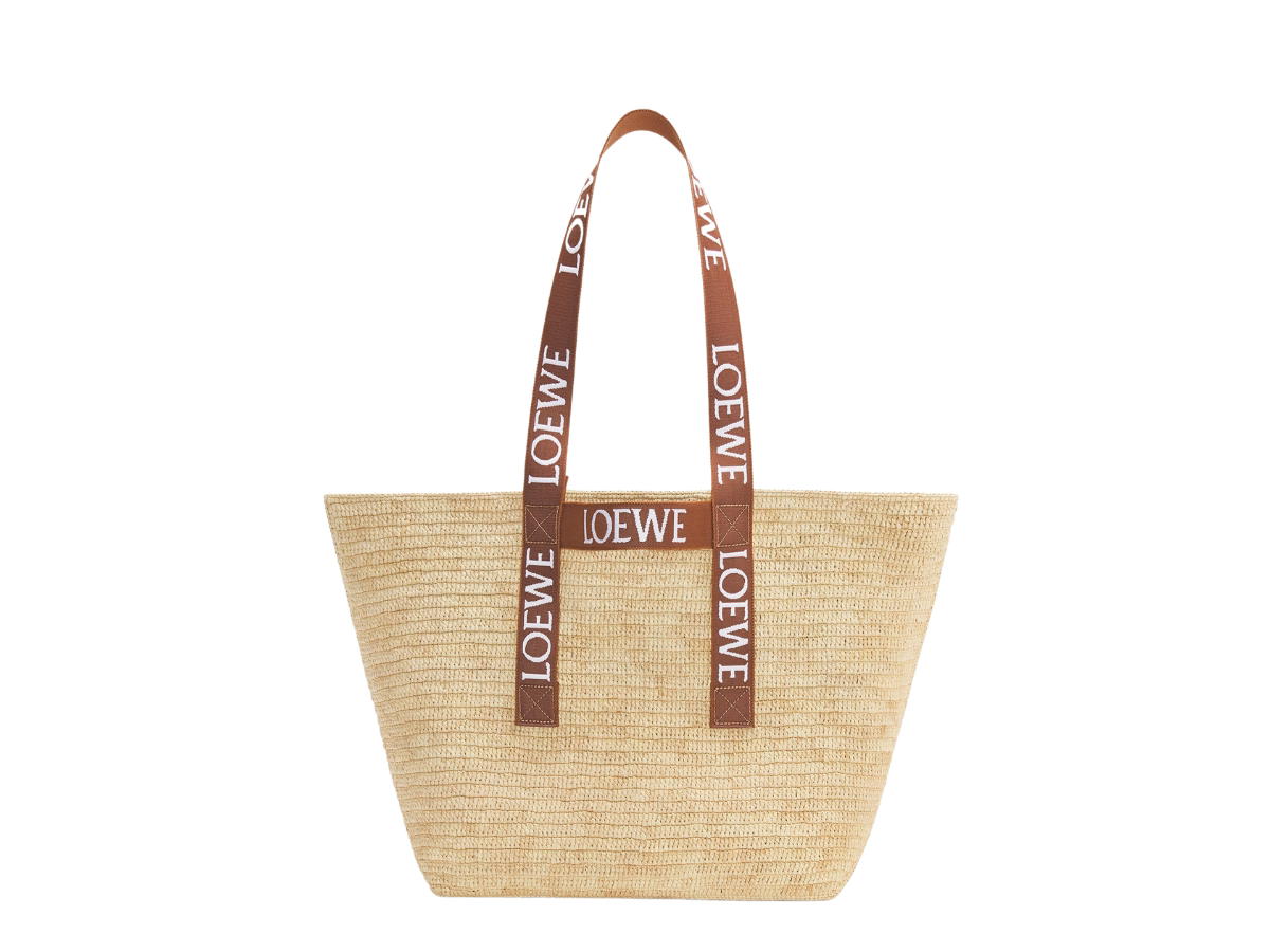 Loewe Loewe Fold Shopper In Raffia Natural Tan