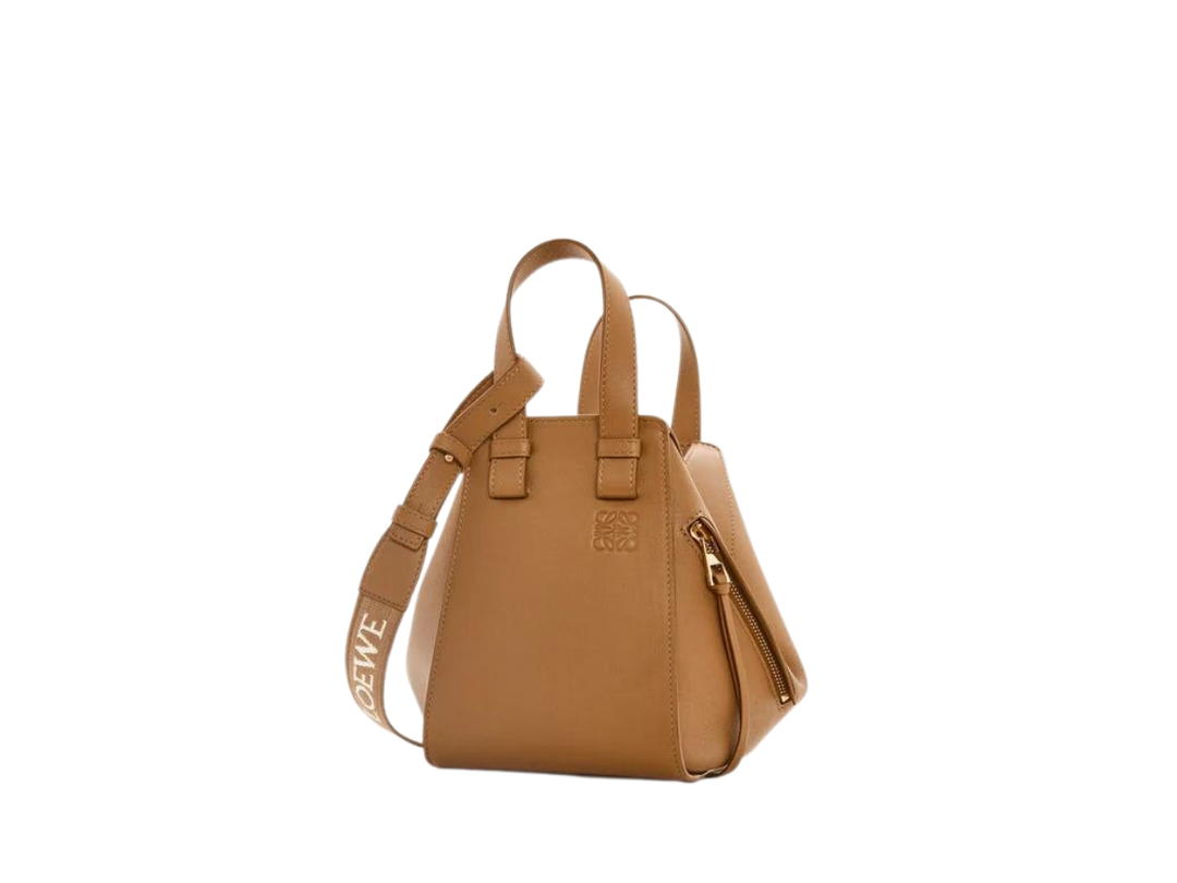 Loewe Loewe Hammock Compact Bag In Satin Calfskin With Palladium Hardware Oak